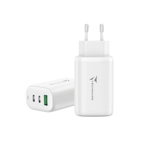 TECHMADE CARICATORE RAPIDO GaN 3PORTE (2 USB-C+1 USB-A) 65 WATT BIANCO